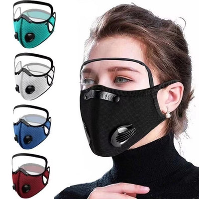 LinkMejor Cycling Protective Mask with Valves Protective Lens Removable Filter Warm Sports Mask Dust-proof Reusable