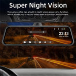 10Inch Touch Screen 1080P HD Front Rear Dual Camera Full-Screen Streaming Car Rearview Mirror Dashcam Dual Channel Recorder