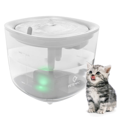 LinkMejor Cat Water Fountain, Wireless Cat Water Fountain with LED Light, 2L Ultra Quiet Cat Water Dispenser, Automatic Cat Dog Water Fountain with Water Level Window
