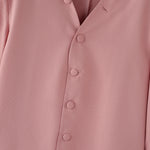 LinkMejor Mens Solid Color Long Sleeve Two-Piece Outfit Collarless Blazer & Suit Pants Men's Fashion Set
