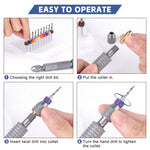 Mini Pin Vise Hand Drill Set Precision 360 Rotation Metal Construction Non Slip Handle 10 Chuck 10 Spiral Drill Bits Wood PVC Plastic Crafting Jewelry Model Making Tools