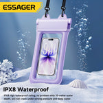 ESSAGER ES-FSD04 Waterproof Phone Pouch IPX8 Waterproof Case Universal Touchscreen Compatible Underwater Photography Dry Bag for Pool Beach Boating Travel Accessories