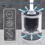 Silicone Plus Liquid Toilet Brush No Dead Corner Toilet Cleaning Brush Water Spray Soft Brush  Long Handle TPR Silicone Refillable Brush with Wall Mounted Bathroom Cleaning