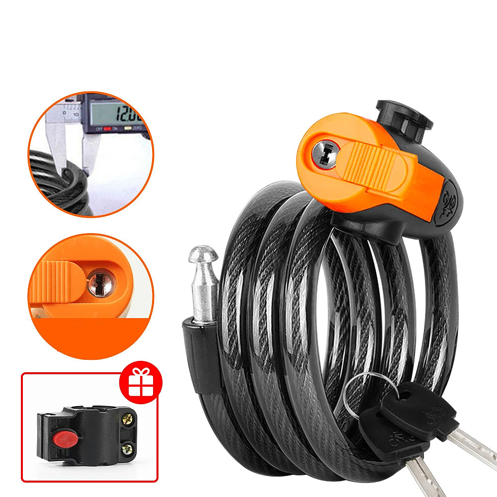 LinkMejor Anti-thief Key Bike Lock 1.2m Length Steel Alloy Tough Protection Waterproof Portable Bicycle Lock for MTB Bicycle Road Bike