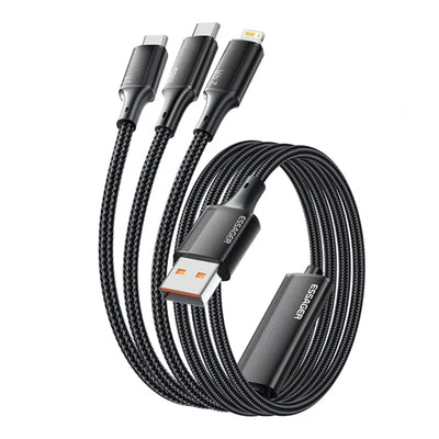 LinkMejor ES-X50 7A 100W USB-A to Micro/iP/Type-C Cable Fast Charging Data Transmission Copper Core Line 1.2M Long for iPhone 16 16Pro 15 14 13 Pro Max for Huawei Mate XT for Xiaomi 15pro for Samsung Galaxy Z Flip6