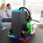 Ipega PG-XBX024S Rooftop Cooling Fan for Xbox Series X Host RGB Intelligent Temperature Control Base + Top Headphone Hangers