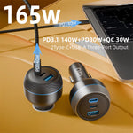LinkMejor IBD356-1U2C 165W/160W/130W Fast Charging USB Type C Car Charger for Laptop Mobile Phone