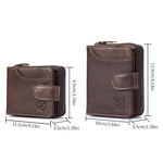 LinkMejor Genuine Leather Mens Zipper Wallet RFID Blocking Short Wallet Vintage Multi-card Holder Secure Coin Purse Compact Design Money Clip Stylish
