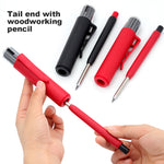 3-in-1 Carpenter Pencil Set Long Nose 44mm Deep Hole Marker Built-in Sharpener Pocket Clip 12 Leads Construction Woodworking DIY Tool