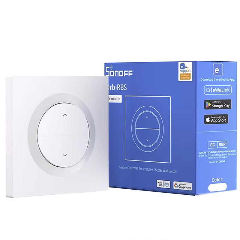 LinkMejor MINI-RBS-E Fusion Series Matter Over WiFi Smart Roller Shutter Wall Switch Orb-RBS Works with Google Home Alexa Apple Home