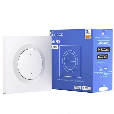 LinkMejor MINI-RBS-E Fusion Series Matter Over WiFi Smart Roller Shutter Wall Switch Orb-RBS Works with Google Home Alexa Apple Home