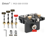 Ganwei Woodworking Drilling Jig Locator CNC Aluminum 3-in-1 6mm 8mm 10mm Dowel Holes 12mm 15mm Cam Lock Holes Adjustable Scale Side Clamp Precision Drill Guide Cabinet Hardware Joinery Jig Furniture Assembly