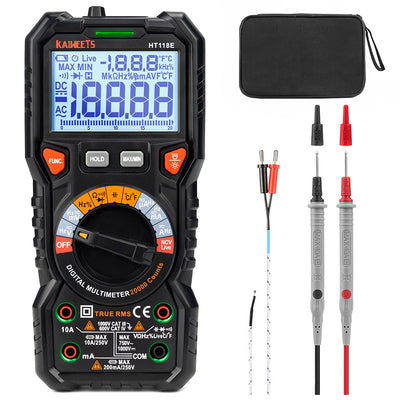 EU US Direct KAIWEETS HT118E Digital AC/DC Multimeter TRMS 20000 Counts High Resolution with Flashlight True RMS CAT IV 600V Safety Rated Best for Electronics Testing