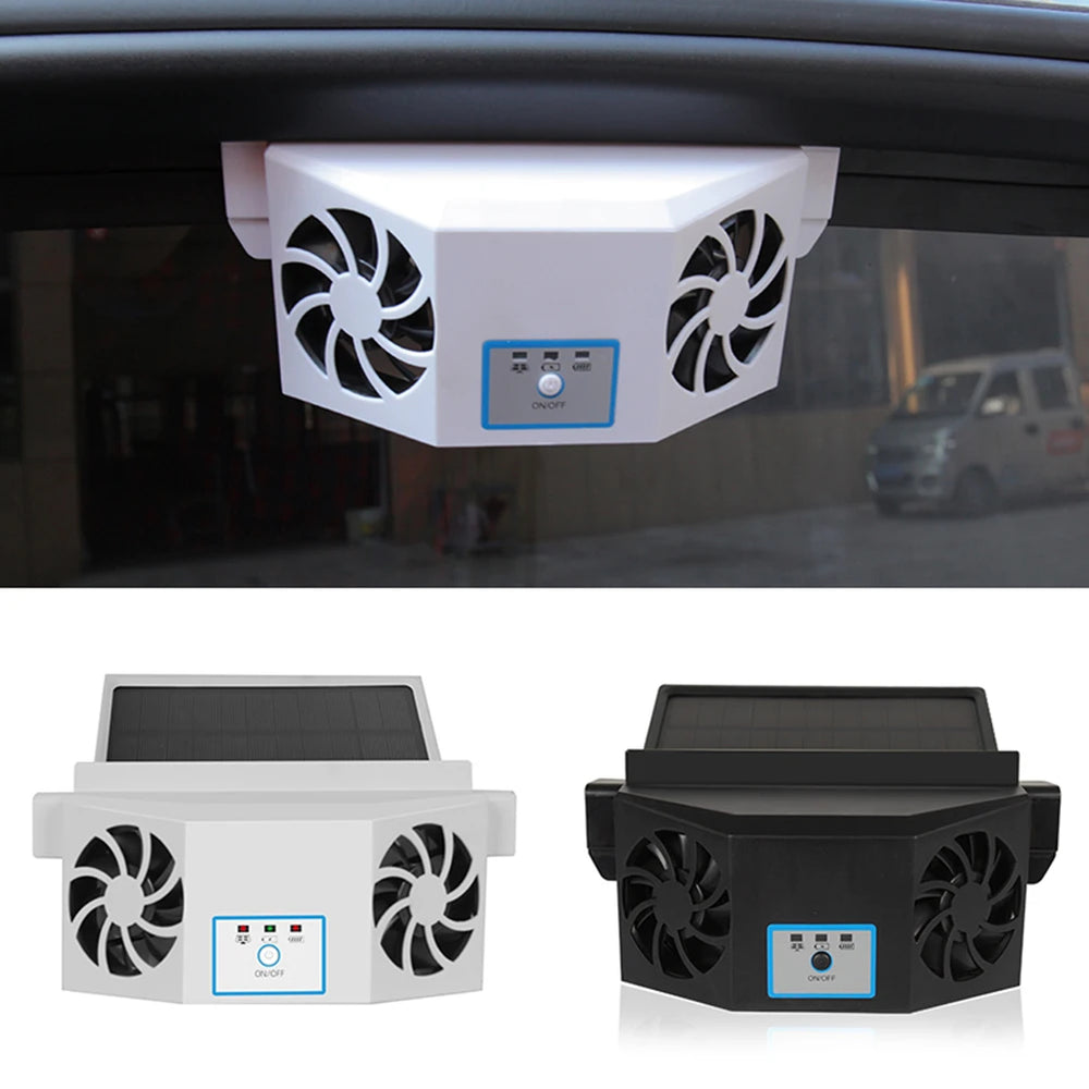 Solar-Powered Car Ventilation Fan Air Circulation Fan Solar Charging Ventilation Fan Auto Cooling Fan Air Exhaust Radiator for Vehicle Truck SUV