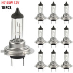 10PCS H7 55W 12V Bulb Headlight Halogen Lamp Car HeadLight Bulbs Car Halogen Headlight Bulb Super Warm White Light Replacement Bulbs