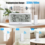 LinkMejor 8.5" LCD Screen Weather Station RCC Alarm Clock Digital Temperature Humidity Meter Weather Forecast Calendar Moon Phases Wireless Forecast Sensor
