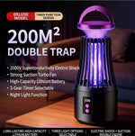 Tevorex 3500V Electric Mosquito Killer Lamp 365nm UV Temperature Simulation Dual Attraction System 3 Levels Smart Timer Quiet Operation Rechargeable Bug Zapper Light for Indoor Outdoor