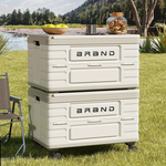 Xmund 60L Spacious Foldable Vehicle Storage Container, Versatile Organizer, Utility Cart with Universal Wheels And a Push-Pull Handle, Suitable for Most Cars, Perfect for Storing Outdoor Items, Camping Gear, Clothing & Patio Furniture