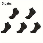 5 Pairs Men's Sports Socks, Towel Basketball Socks, Wicking Sweat Breathable Running Cycling Socks, High Elastic Outdoor Activities Ankle Socks