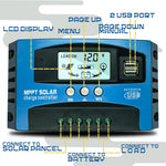 Solar Charge Controller MPPT Technology 12V 24V 60A 80A 100A Dual USB LCD Display Battery Regulator Overcharge Protection Temperature Compensation
