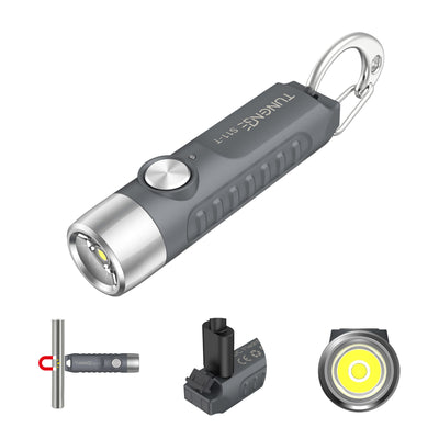 LinkMejor S11-T 500LM LED Keychain Flashlight 6500K Rechargeable Magnetic Portable Mini Torch USB-C Charging IP66 Waterproof EDC Flashlight 15g Lightweight