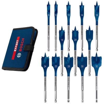 13pcs for Bosch Expert Series Wood Drill Bit Set 152mm Long Flat Milling Design Selfcut Speed Hex Shank for Impact Electric Drills Woodworking Tools