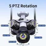 C50 5 PTZ 5 Screen Security Camera 20MP HD WiFi Full Color Night Vision Motion Tracking Two Way Audio Waterproof Outdoors Smart Surveillance Cameras