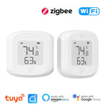 Tuya Smart WiFi Zigbee3.0 Temperature Humidity Sensor Indoor Hygrometer Thermometer Detector with LCD Display Remote Control Support Alexa Google Home