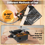 100W Mini Multi-Functional Table Saw Adjustable Speeds Portable Compact Electric Saw for Wood Plastic Acrylic Cutting DIY Crafting Projects Angle Cutting Tool