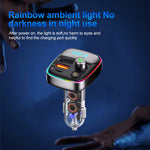 Car FM Transmitter PD Type C Dual USB Ambient Player MP3 Charger Bluetooth 5.3 Wireless Light Handsfree PD QC3.0