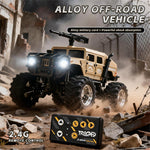 LinkMejor HG4-469 RTR 1/64 2.4G RWD Mini H1 Alloy Army Military Truck RC Car Off-Road LED Light Three Speed Support App Remote Control Vehicles Models Pocket Toys Desktop Collection Gift For Boys