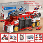 Multifunctional Racing Rescue Vehicle Deformed Engineering Fire Truck Alloy Fire Truck Police Cars with Water Spray Function Kids Fire Engine Toy