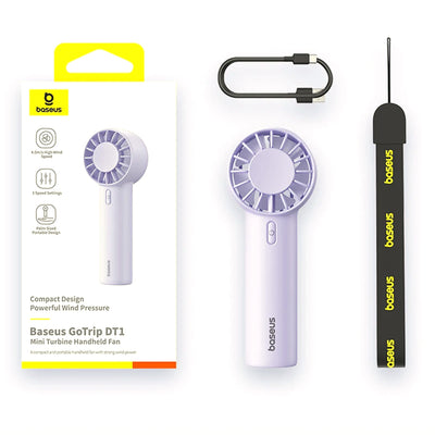 Baseus GoTrip DT1 Mini Turbine Handheld Fan 3 Speed Adjustable Portable Fan 1200mAh Rechargeable Fan for Desktop Outdoor Camping