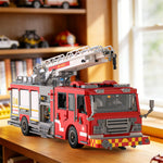 LinkMejor 66148 US Firetruck Elevated Water Towers Model Building Block Kit Brick Set Kids Gifts