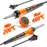 12Pcs Soldering Iron Premium Kit 60W Soldering Gun with Ceramic Heater Adjustable Temperature 200 to 450°C Includes Soldering Iron Tip Solder Wire Pump Paste