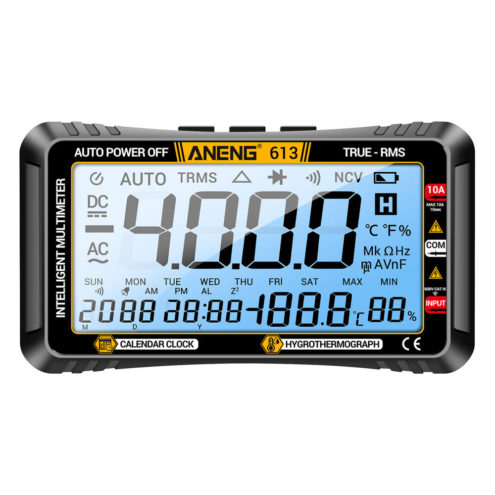 LinkMejor 613Pro Smart Multimeters DC/AC Voltage Capacitor Tester 4000 Counts 10A Current 600V Voltmeter Test Alarm Clock Set Tools