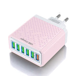 5V3A 6-Port USB Charger 6USB-A QC3.0 Fast Charging Wall Charger Adapter EU Plug for iPhone 15 14 13 for Xiaomi 14pro for Huawei Mate60 Pro for Samsung Galaxy S24