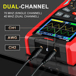 ET853C 3-in-1 2CH 70Mhz Oscilloscope Multimeter Signal Generator 3-In-1 200Msps Sampling Rate Bandwidth Dual Channel Color Screen Rechargeable Battery Auto Range Test Data Storage