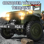 TRASPED HG4-58 RTR 1/14 2.4G 4WD RC Car Willys Military Truck for Jeep Off-Road Climbing LED Light Sound Winch Two Speed Metal Frame Rock Crawler Full Proportional Vehicles Models Toys