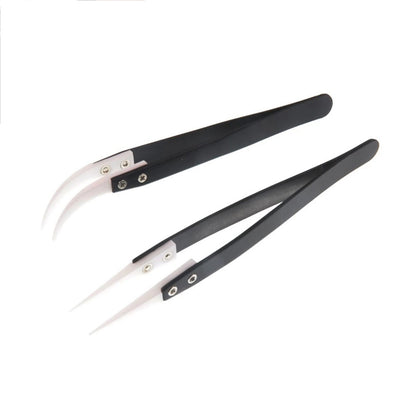 Ceramic Reverse Tweezers Non Conductive Anti-Static Heat Resistant Tweezers Big Curved/Straight Tweeze