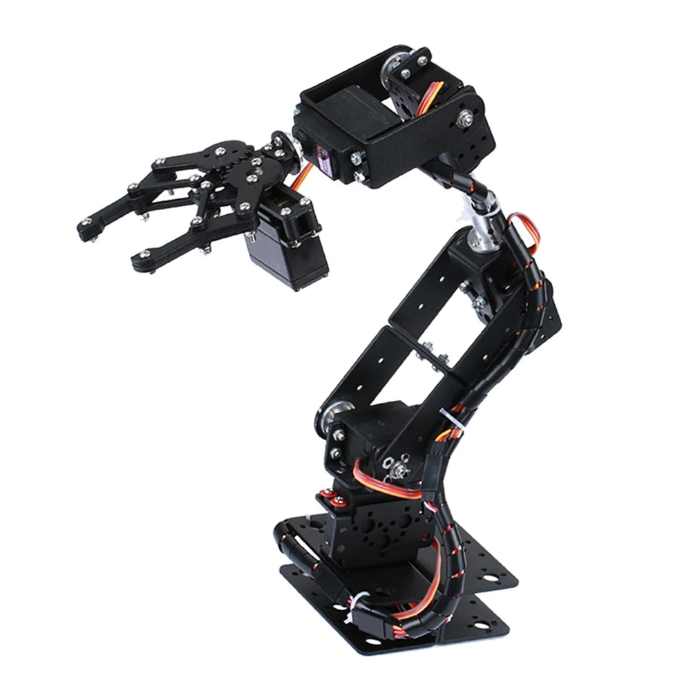 6DOF Robot Mechanical Arm Clamp Claw Kit Industrial Manipulator Metal Gear 180 Degree Rotation Aluminum Frame Educational Robotics Teaching