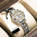 LinkMejor Women Luxury Watch Luminous Waterproof Quartz Watch Analog Calendar Business Wrist Watch Date Watch Stainless Steel Ladies Wristwatch