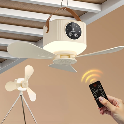 IPRee 2 in 1 Portable Fan Camping Light 3600mAh Rechargeable Outdoor Camping Tent Fan New Remote Control Household Ceiling Fan Lighting