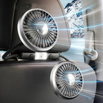 Dual Head Car Clip Fan With LED Light 360° Rotatable Car Cooler Fan Low Noise Cooling Fans Type C Car Electrical Fan