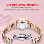 LinkMejor Women Luxury Rhinestone Quartz Watch Waterproof Luminous Wristwatch Calendar Analog Stainless Steel Wrist Watch Elegant Ladies Watches