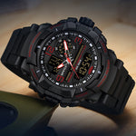 LinkMejor Men's Dual Display Sports Digital Watches Alarm Clock Day Weeks Multi-functional Luminous Wrist Watch