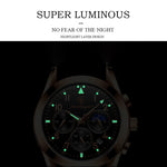 LinkMejor Men Watches Waterproof Luminous Calendar Quartz Watch Stainless Steel Leather Watch Fashion Luxury Business Wristwatch