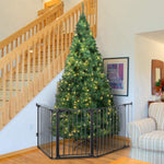 LinkMejor White/Black Adjustable Auto Close Metal Baby Gate with Swing Door For Doorway Stairs