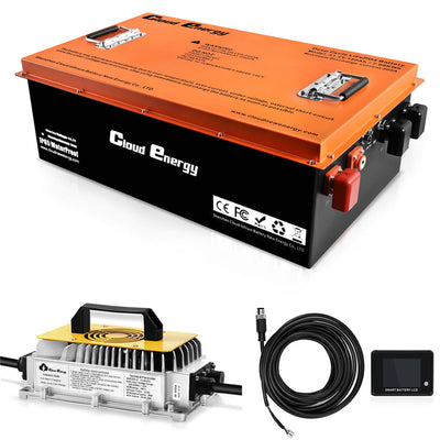 [US Direct] Cloudenergy 48V 150Ah LiFePO4 Deep Cycle Battery Pack for Golf Cart 7680Wh 15360W Energy Built-in 300A BMS 6000+ Cycles Life for RV, Marine,Golf Cart, Most of Out-Door Power Applications CL48-150G
