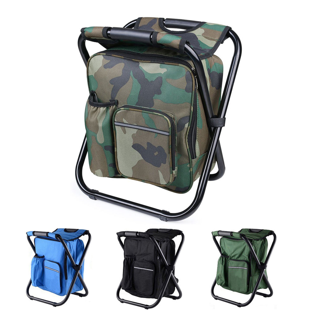 IPRee Outdoor Folding Camping Fishing Chair Stool Portable Backpack Cooler Insulated Picnic Bag Hiking Seat Table Bag Camping Fishing Gear